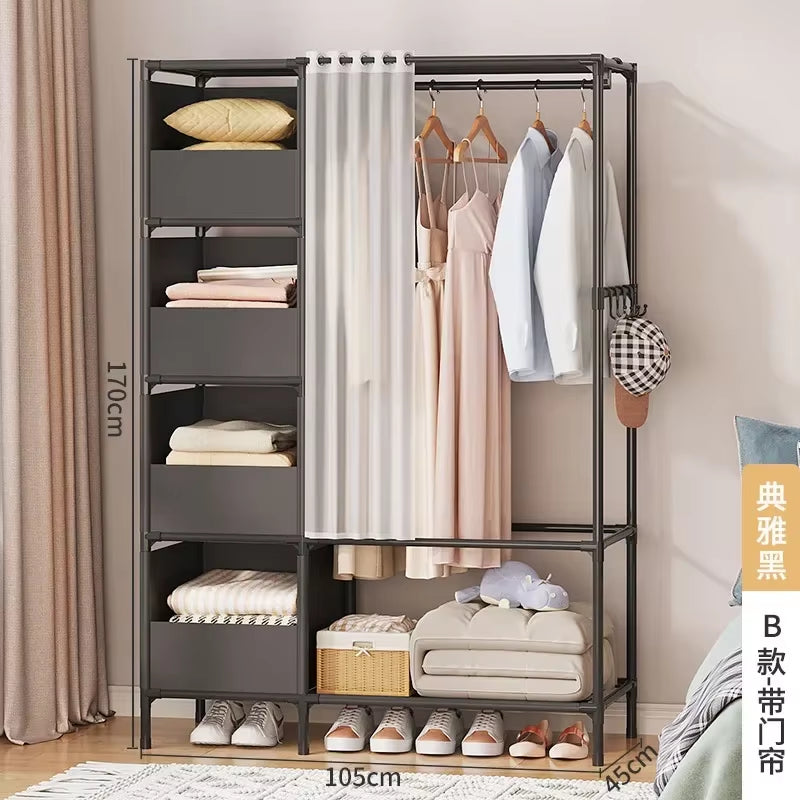 Wardrobe Clothes Hanger Storage Locker Open Closets Dressing Rooms Cabinets Folding Bed Wardrobes Assembly Closet for Clothes