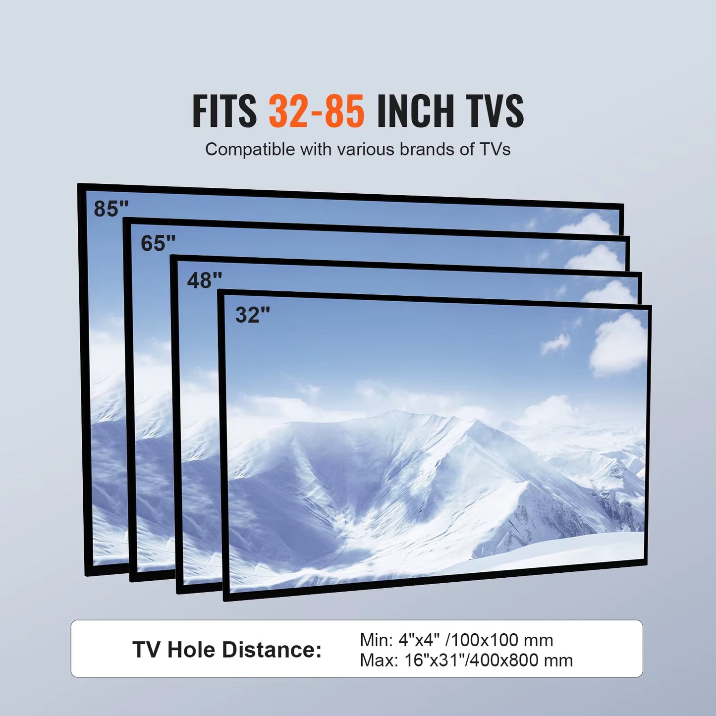 TV Stand Mount Swivel TV Stand for 32-55/ 65/ 85 Inch TV Height Adjustable Portable Floor TV Stand Max VESA 600X800Mm