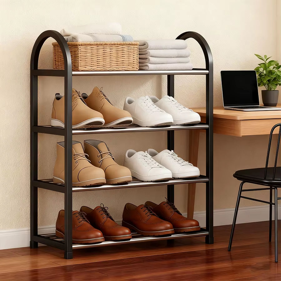 Adjustable Shoe Rack, 4-Tier Shoe Cabinet, Holds 16-20 Pairs of Shoes, Stable and Durable, Suitable for Entryways and Wardrobes,