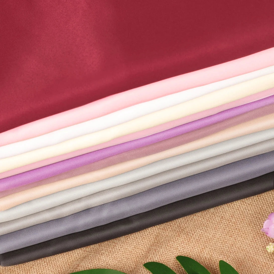 2-Pack Satin Silk Envelope Closure Pillow Shams Wine Red Queen