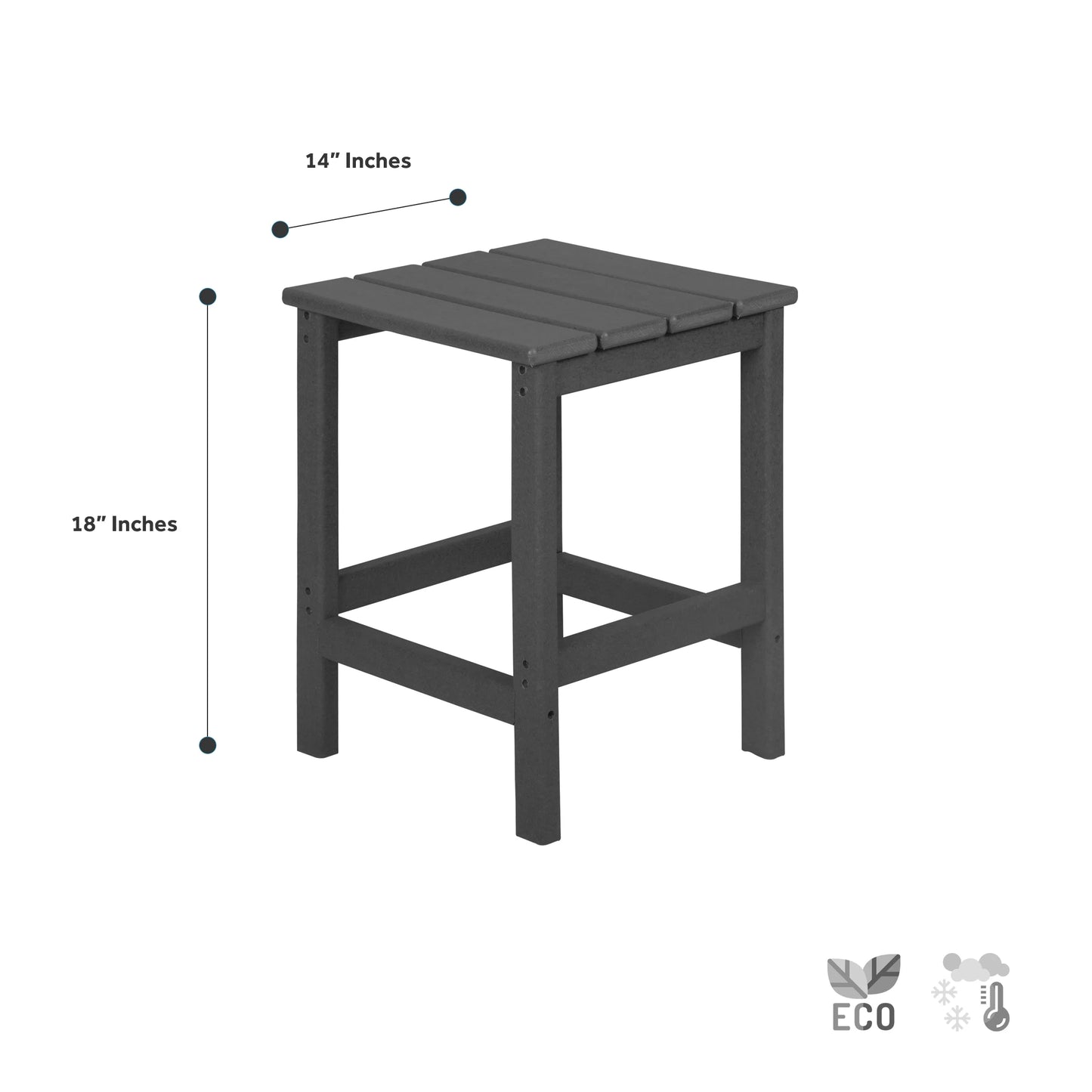 Garden Square Plastic Adirondack Outdoor Side Table, Dark Brown