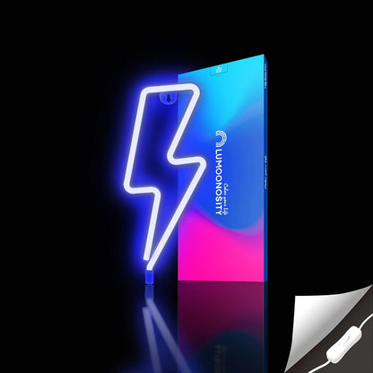 Lightning Bolt Neon Signs, USB Powered Led Lightning Bolt Light with On/Off Switch, Lightning Neon Sign for Wall Decor, Hanging Led Signs, Neon Lights for Bedroom, Gaming Room Setup