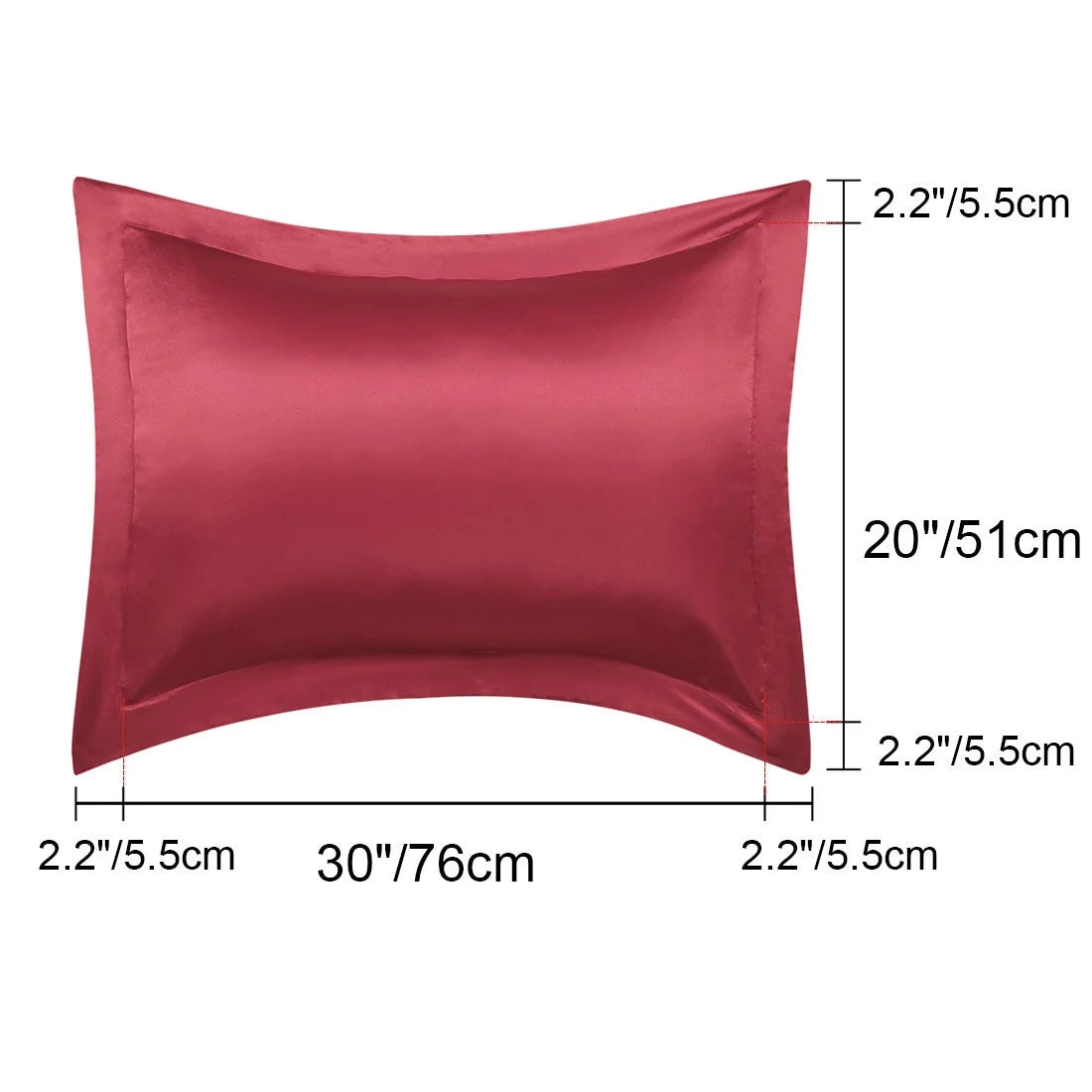 2-Pack Satin Silk Envelope Closure Pillow Shams Wine Red Queen