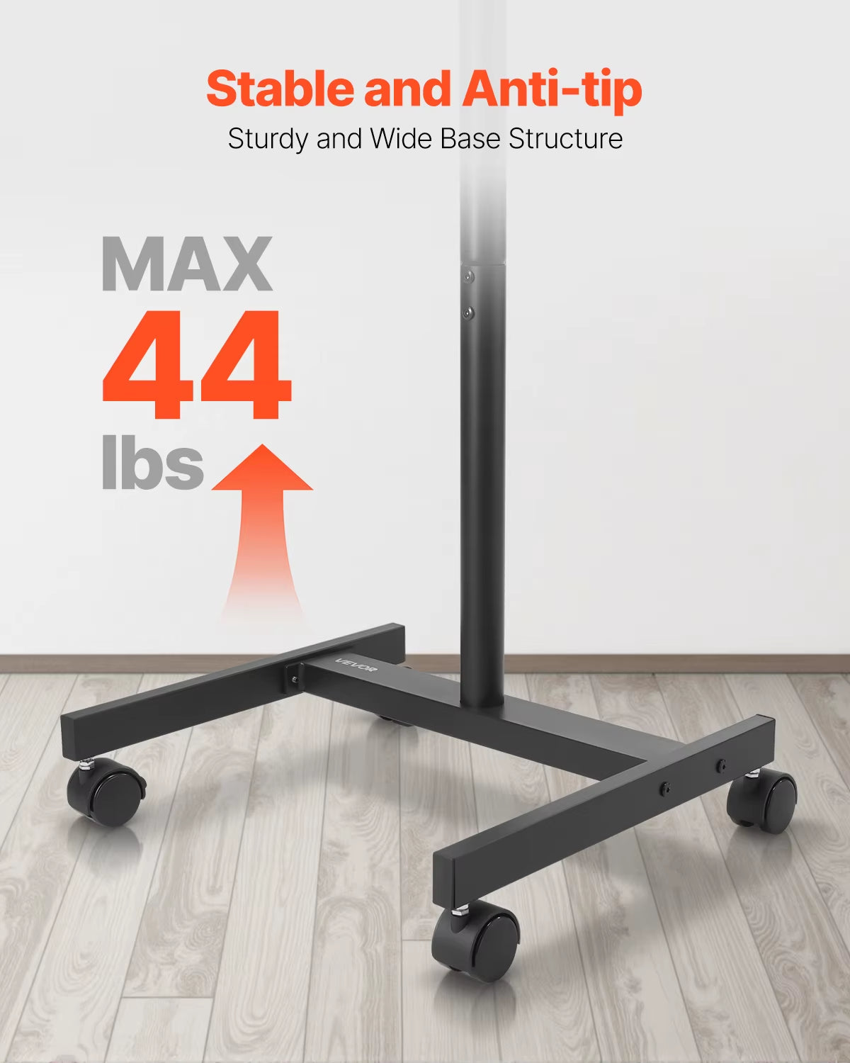 Rolling TV Stand Mobile TV Cart Suit for Various Sizes TV Portable TV Stand with Wheels for Living Room Bedroom Office