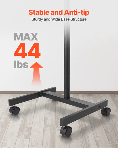 Rolling TV Stand Mobile TV Cart Suit for Various Sizes TV Portable TV Stand with Wheels for Living Room Bedroom Office