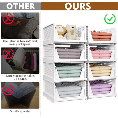 1-2Pieces Stackable Wardrobe Storage Baskets Multifunctional Foldable Wardrobe Storage Rack Suitable for Bathroom Kitchen Laundr