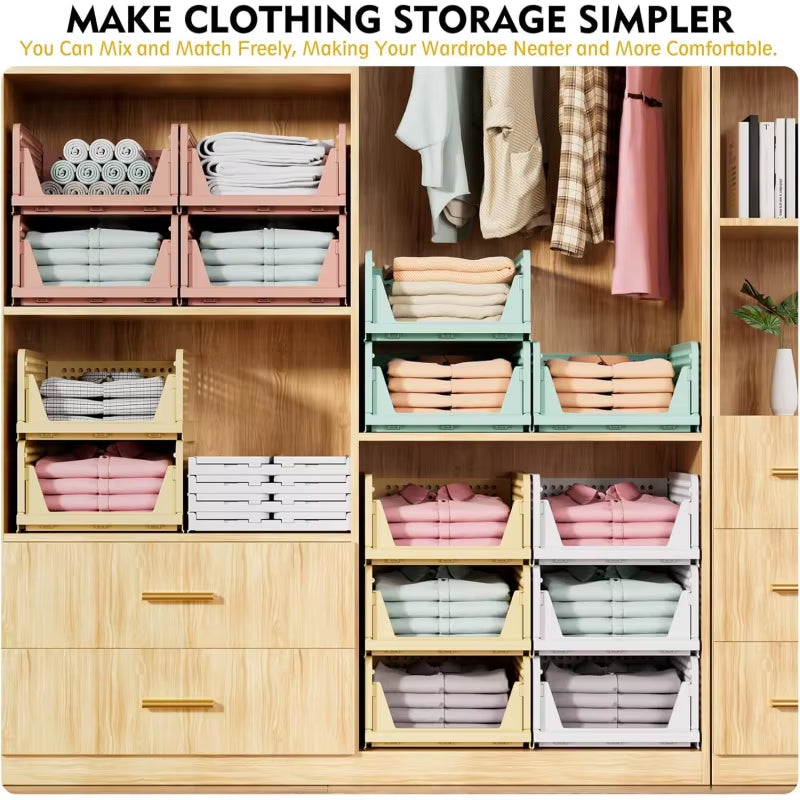 1-2Pieces Stackable Wardrobe Storage Baskets Multifunctional Foldable Wardrobe Storage Rack Suitable for Bathroom Kitchen Laundr