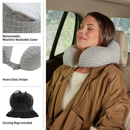 5-Inch 1-Lb Memory Foam Travel Pillow with Washable Cover (Gray)