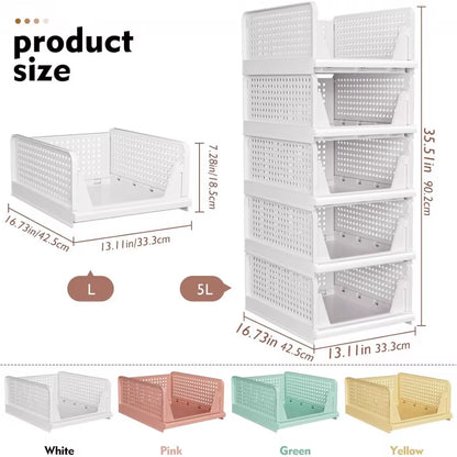 1-2Pieces Stackable Wardrobe Storage Baskets Multifunctional Foldable Wardrobe Storage Rack Suitable for Bathroom Kitchen Laundr
