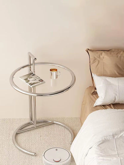 Nordic Glass Coffee Tables Living Room Furniture Side Table Balcony Stainless Steel Lifting Tea Table Transparent Bedside Tables