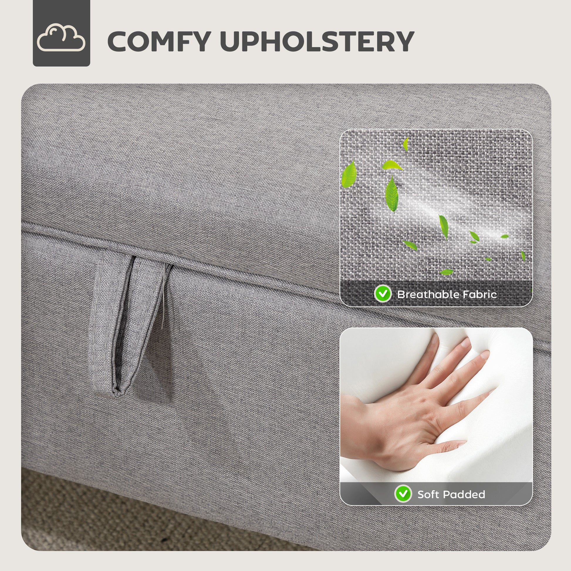 Linen Storage Ottoman for Storage Box, Bed End, Shoe Bench, Seating
