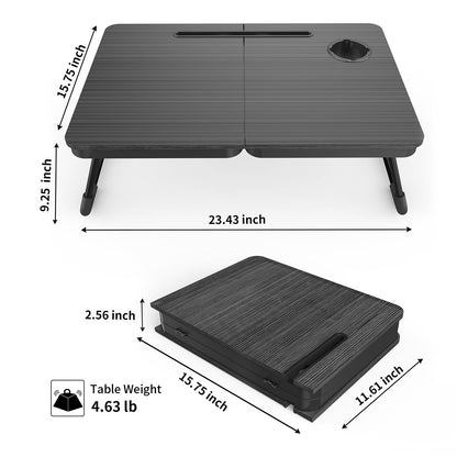 Portable Foldable Laptop Desk for Bed and Couch Adjustable with Cup Holder