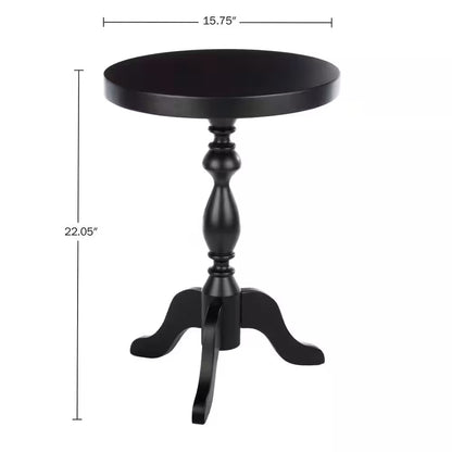 15.75 In. round Wood Pedestal Side Table, Black