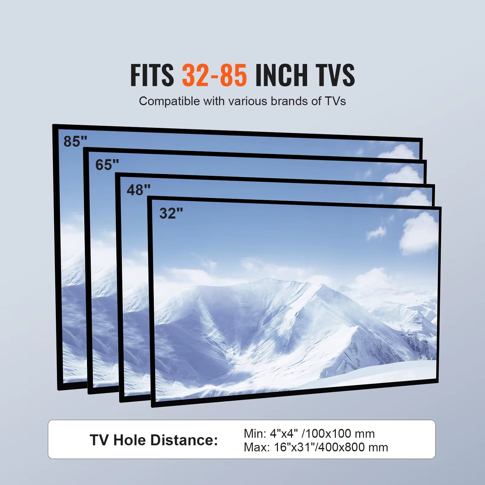 TV Stand Mount Swivel TV Stand for 32-55/ 65/ 85 Inch TV Height Adjustable Portable Floor TV Stand Max VESA 600X800Mm