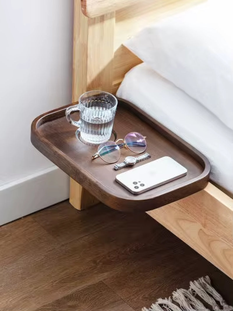 Wood Bedside Shelf for Bed and Bunk Bed Shelf Tray Table Caddy Top Bunk Organizer Clamp on Shelf for College Dorm Room Bunk Bed