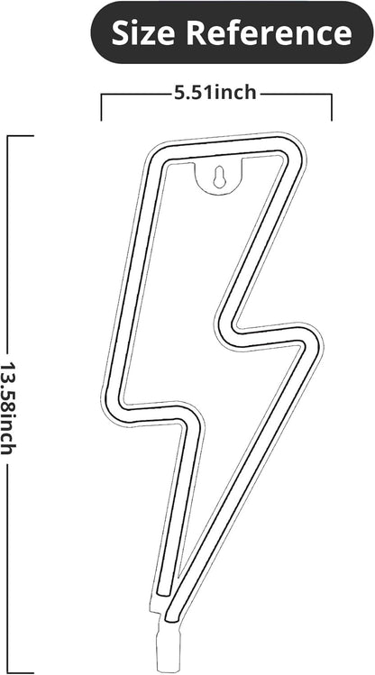 Lightning Bolt Neon Signs, USB Powered Led Lightning Bolt Light with On/Off Switch, Lightning Neon Sign for Wall Decor, Hanging Led Signs, Neon Lights for Bedroom, Gaming Room Setup