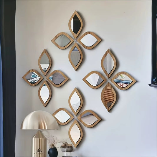4PCS Boho Tear-Shaped Decorative Wall Mirrors, Acrylic Modern Mirror Wall Art, Bedroom, Office, Bedroom & Living Room Ornament