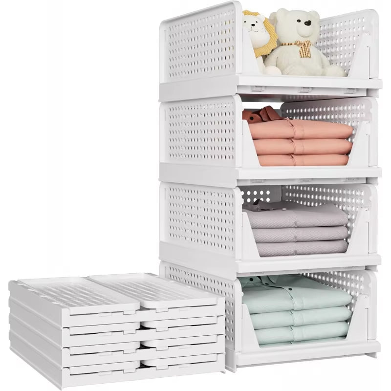 1-2Pieces Stackable Wardrobe Storage Baskets Multifunctional Foldable Wardrobe Storage Rack Suitable for Bathroom Kitchen Laundr