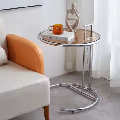 Nordic Glass Coffee Tables Living Room Furniture Side Table Balcony Stainless Steel Lifting Tea Table Transparent Bedside Tables