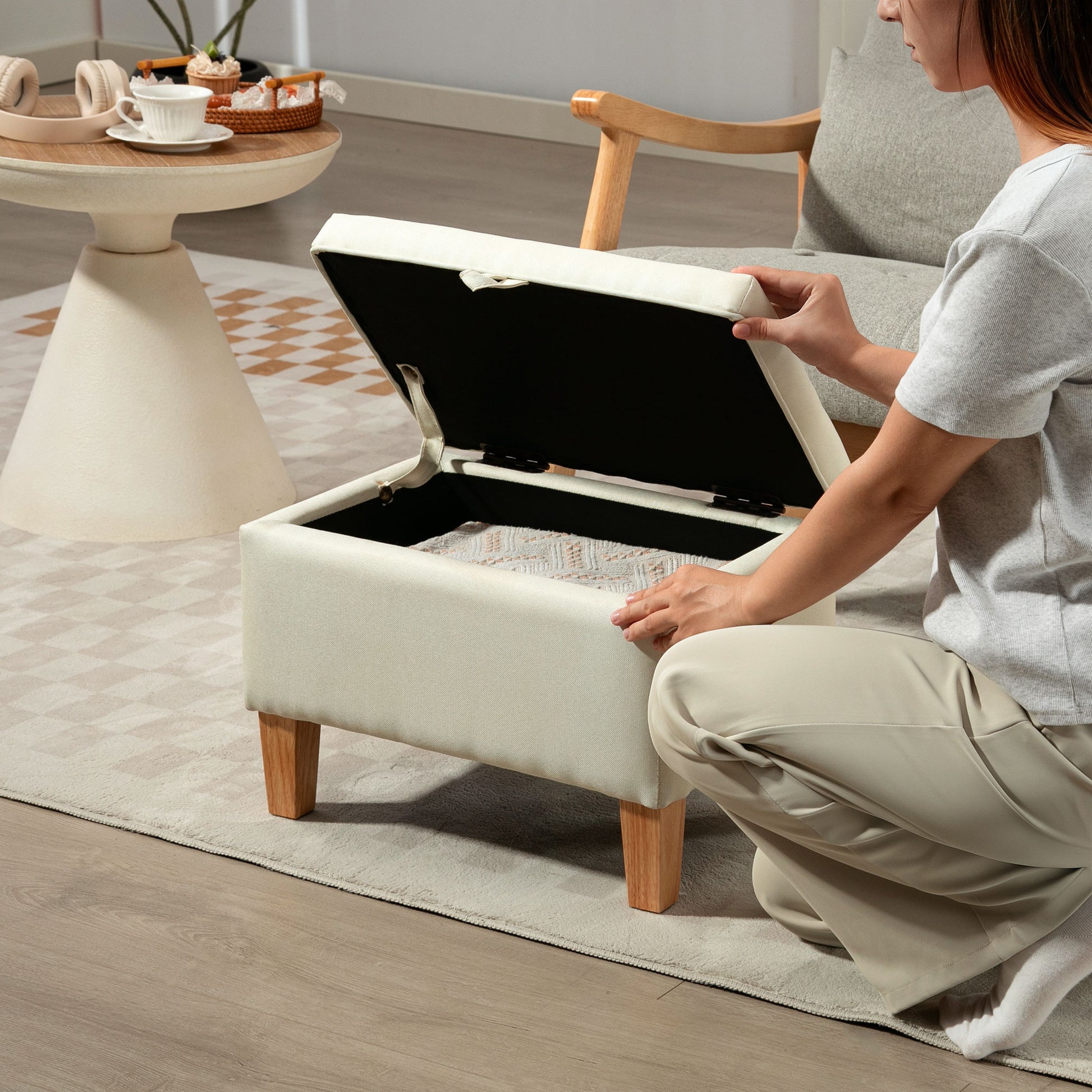 Linen Storage Ottoman for Storage Box, Bed End, Shoe Bench, Seating