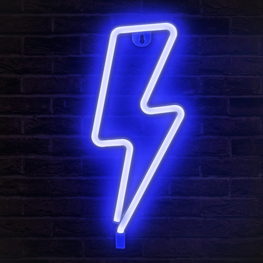 Lightning Bolt Neon Signs, USB Powered Led Lightning Bolt Light with On/Off Switch, Lightning Neon Sign for Wall Decor, Hanging Led Signs, Neon Lights for Bedroom, Gaming Room Setup