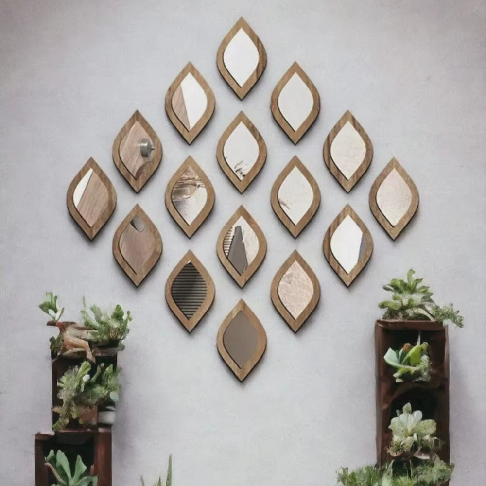 4PCS Boho Tear-Shaped Decorative Wall Mirrors, Acrylic Modern Mirror Wall Art, Bedroom, Office, Bedroom & Living Room Ornament