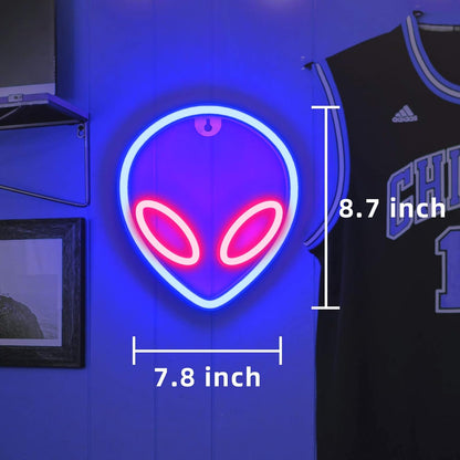 Neon Signs, Alien Neon Lights for Aesthetic Room Decor Light up Sign for Wall Decor Game Room Decor Cool Stuff for Teen Room Decor Led Sign for Man Cave Stuff, Trendy Home Decoration