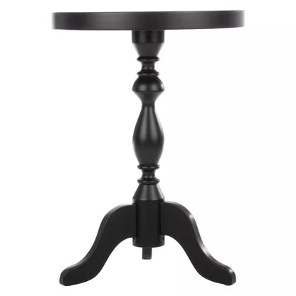 15.75 In. round Wood Pedestal Side Table, Black