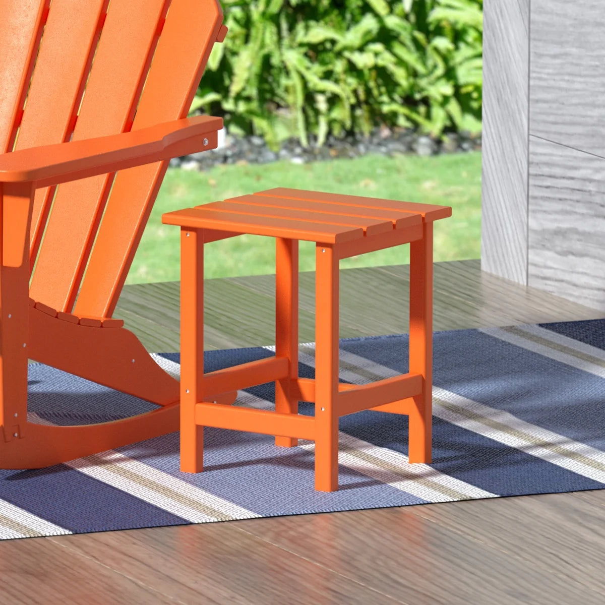 Garden Square Plastic Adirondack Outdoor Side Table, Dark Brown