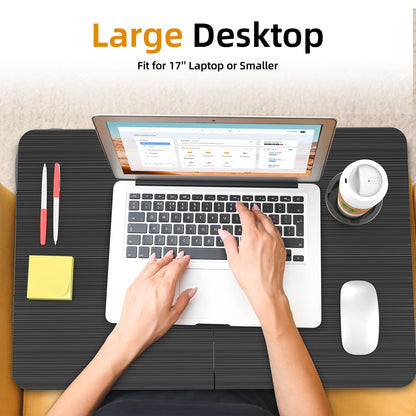 Portable Foldable Laptop Desk for Bed and Couch Adjustable with Cup Holder