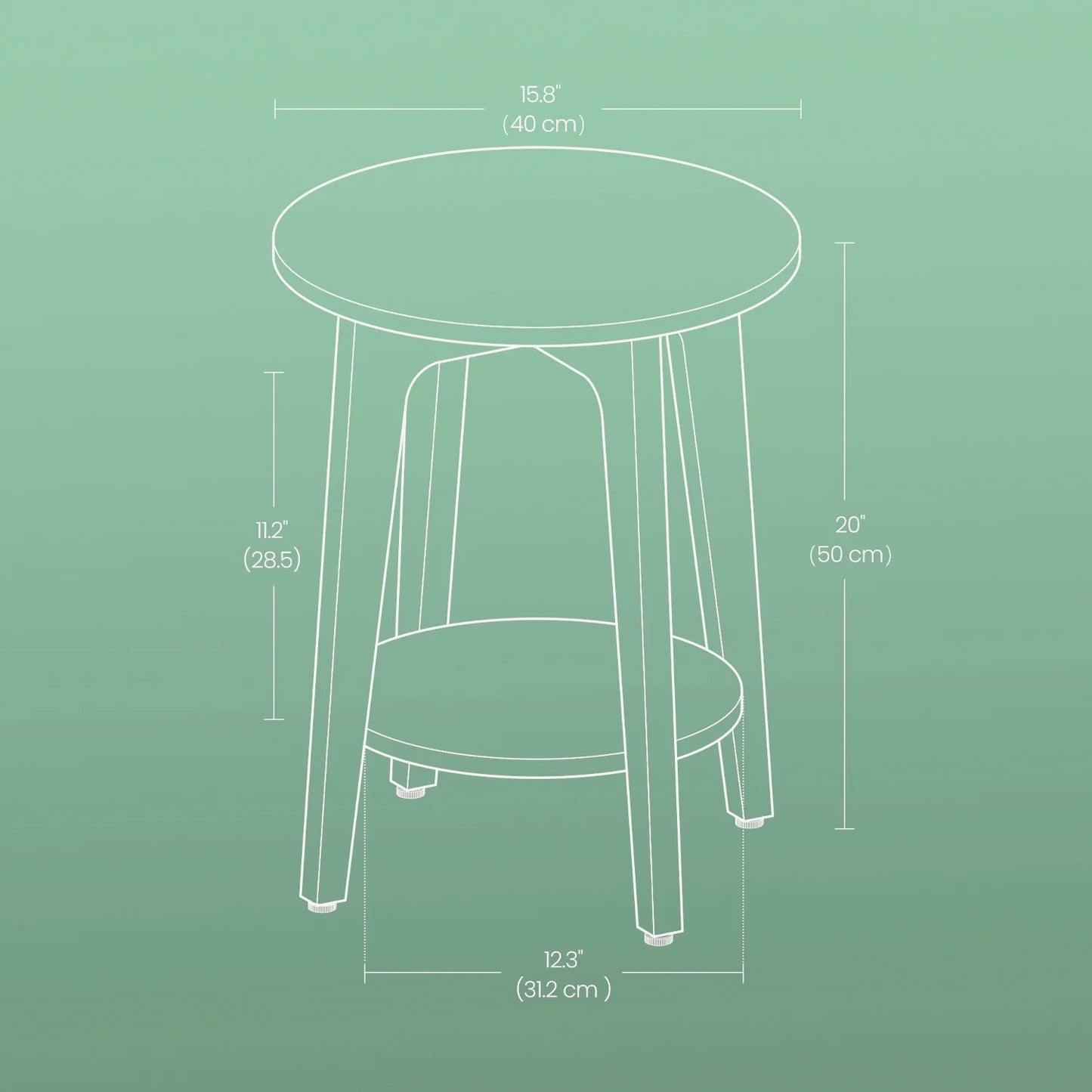 round Modern End Table, 2-Tier Side Table for Living Room, Bedroom, Nightstand, White
