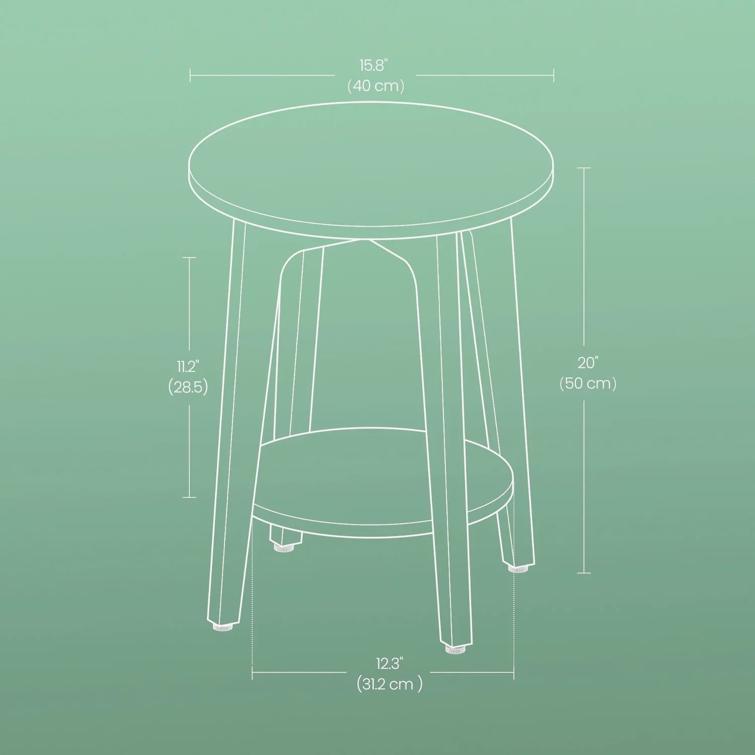 round Modern End Table, 2-Tier Side Table for Living Room, Bedroom, Nightstand, White