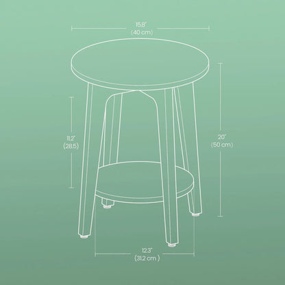 round Modern End Table, 2-Tier Side Table for Living Room, Bedroom, Nightstand, White
