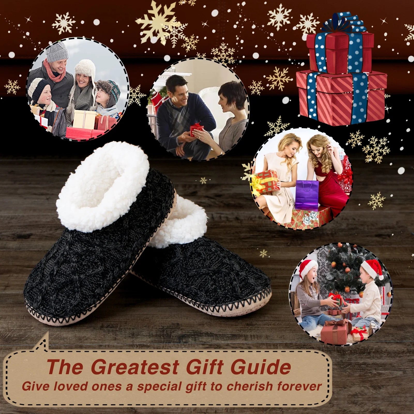 Fuzzy House Slippers for Women Indoor, Warm Fluffy Slip-On Shoes Non Slip, Winter Warm Bedroom Moccasin Loafers, Cozy Gifts Unique