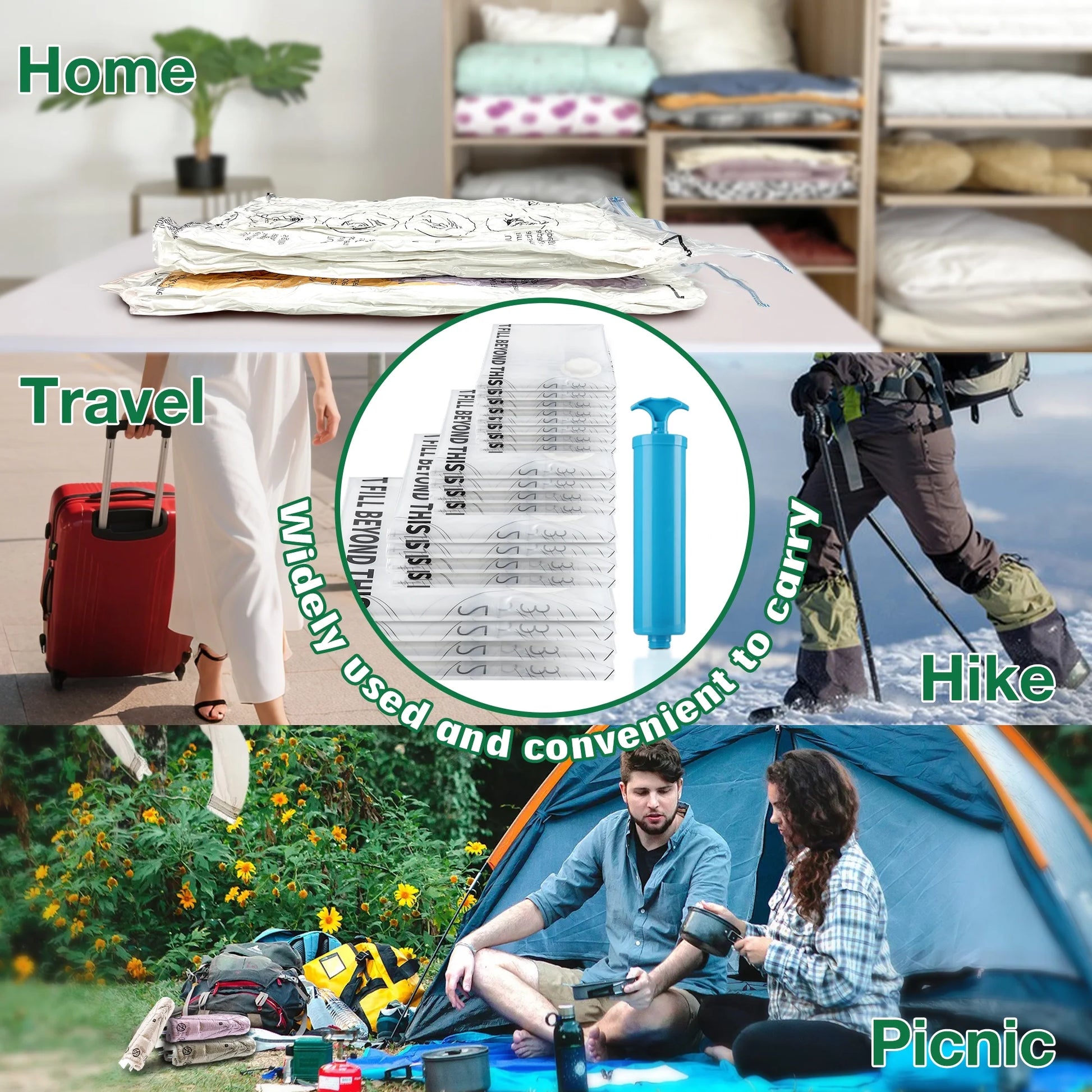 Transparent Storage Bags 20 Pack with Hand Pump - Space Saving Organizer