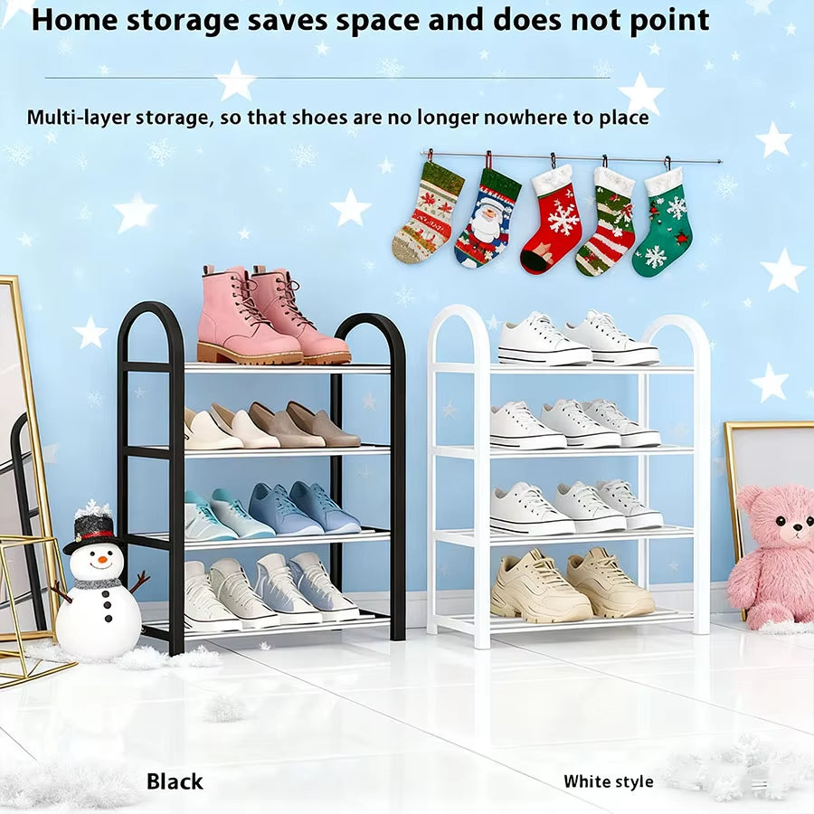 Adjustable Shoe Rack, 4-Tier Shoe Cabinet, Holds 16-20 Pairs of Shoes, Stable and Durable, Suitable for Entryways and Wardrobes,