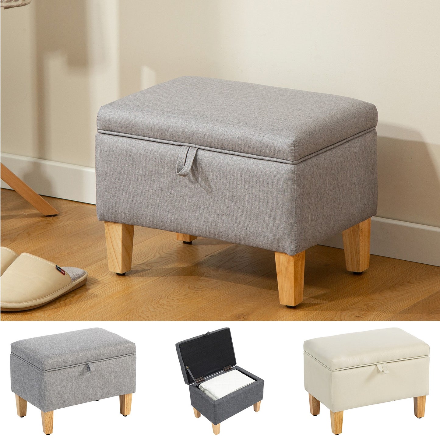 Linen Storage Ottoman for Storage Box, Bed End, Shoe Bench, Seating