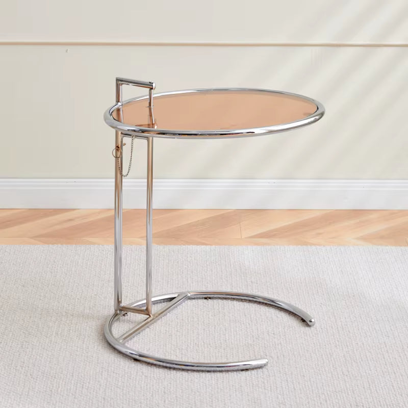 Nordic Glass Coffee Tables Living Room Furniture Side Table Balcony Stainless Steel Lifting Tea Table Transparent Bedside Tables