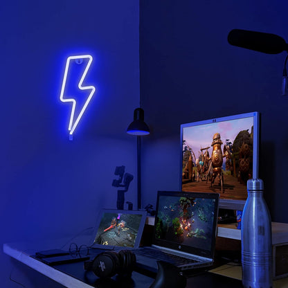 Lightning Bolt Neon Signs, USB Powered Led Lightning Bolt Light with On/Off Switch, Lightning Neon Sign for Wall Decor, Hanging Led Signs, Neon Lights for Bedroom, Gaming Room Setup