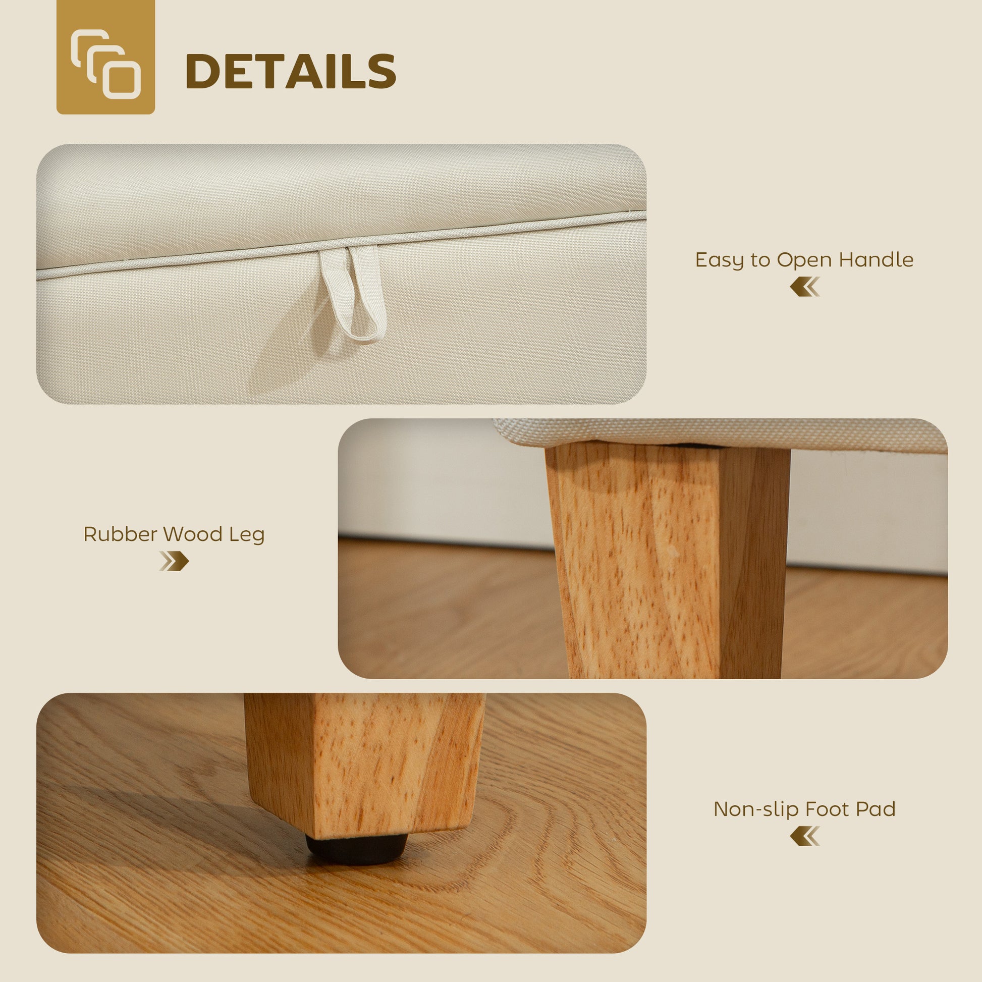 Linen Storage Ottoman for Storage Box, Bed End, Shoe Bench, Seating