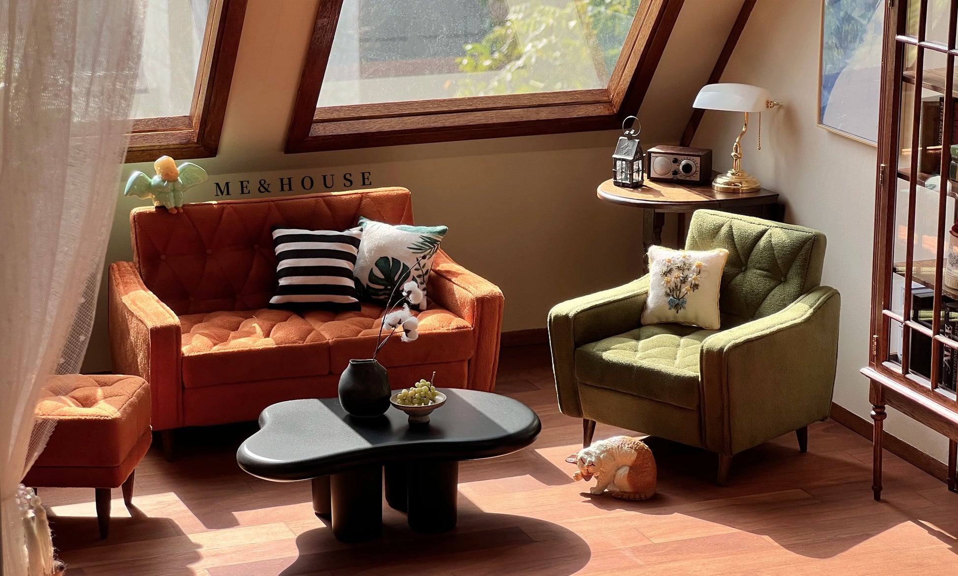1/6 Bjd Ob11 Miniature Dollhouse Furniture Mini Model Living Room Furniture Kitchen Sofa/Footstool