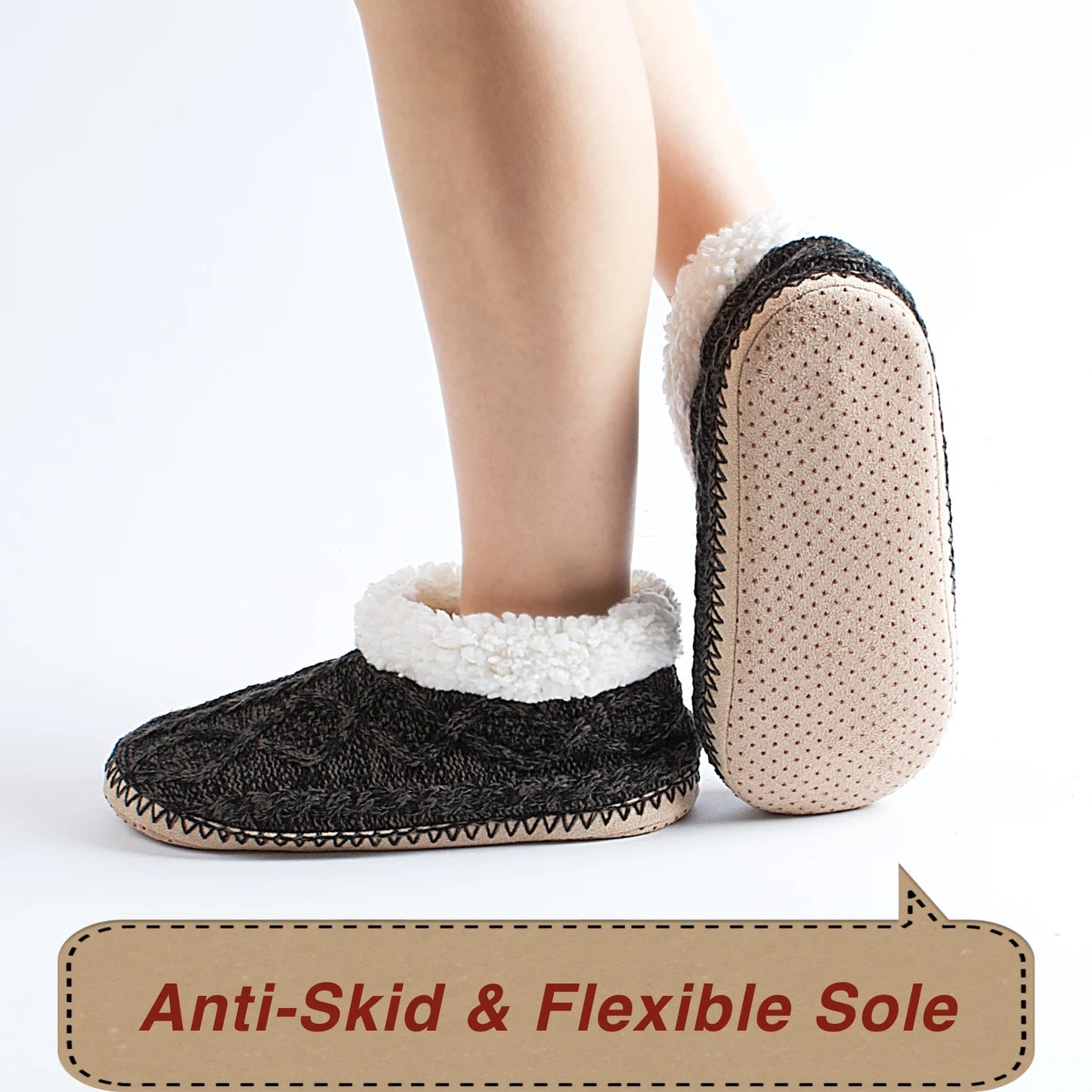 Fuzzy House Slippers for Women Indoor, Warm Fluffy Slip-On Shoes Non Slip, Winter Warm Bedroom Moccasin Loafers, Cozy Gifts Unique