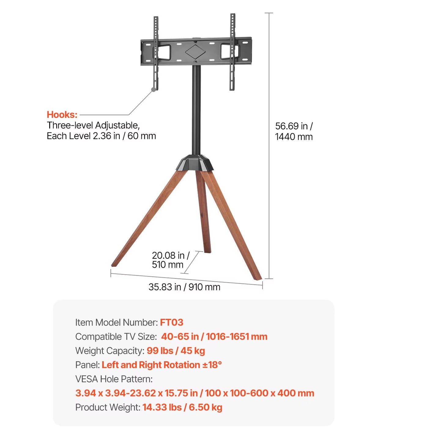 Rolling TV Stand Mobile TV Cart Suit for Various Sizes TV Portable TV Stand with Wheels for Living Room Bedroom Office