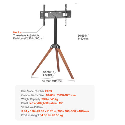 Rolling TV Stand Mobile TV Cart Suit for Various Sizes TV Portable TV Stand with Wheels for Living Room Bedroom Office