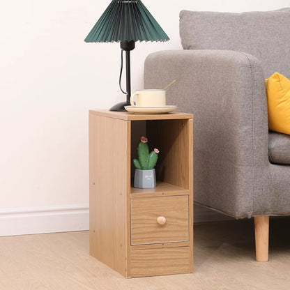 Slim Tall Bedside Table Cabinet with Drawer & Storage Space for Bedroom, Narrow Sofa Side Table End Table