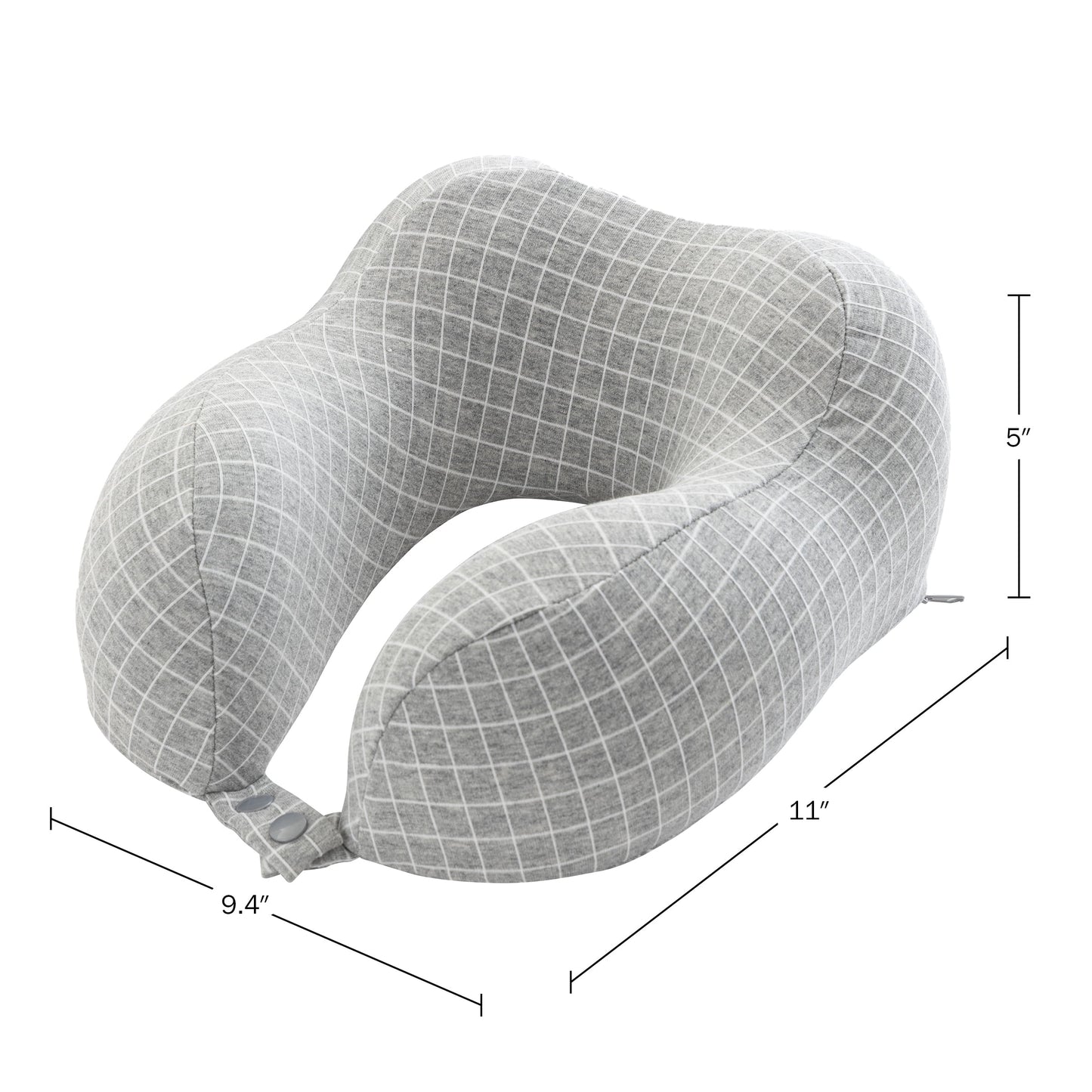 5-Inch 1-Lb Memory Foam Travel Pillow with Washable Cover (Gray)