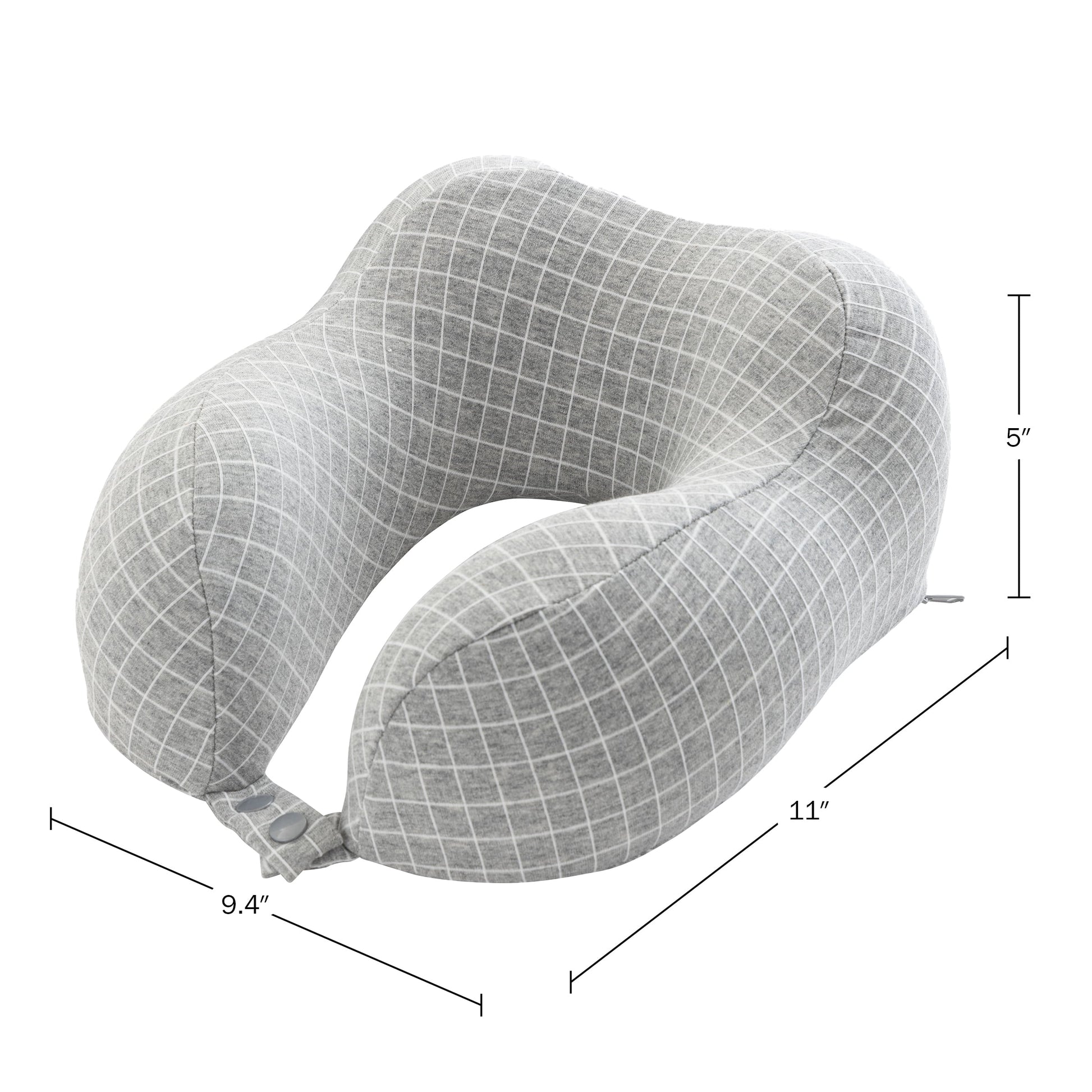 5-Inch 1-Lb Memory Foam Travel Pillow with Washable Cover (Gray)