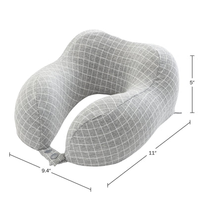 5-Inch 1-Lb Memory Foam Travel Pillow with Washable Cover (Gray)