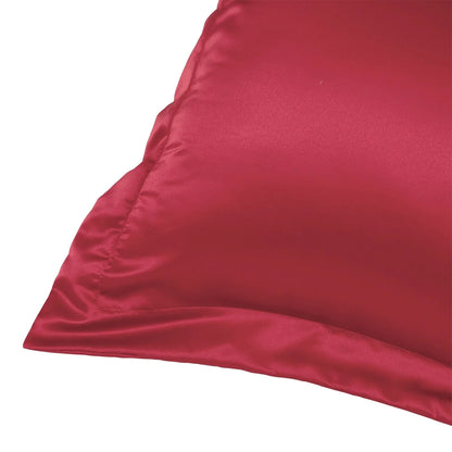 2-Pack Satin Silk Envelope Closure Pillow Shams Wine Red Queen