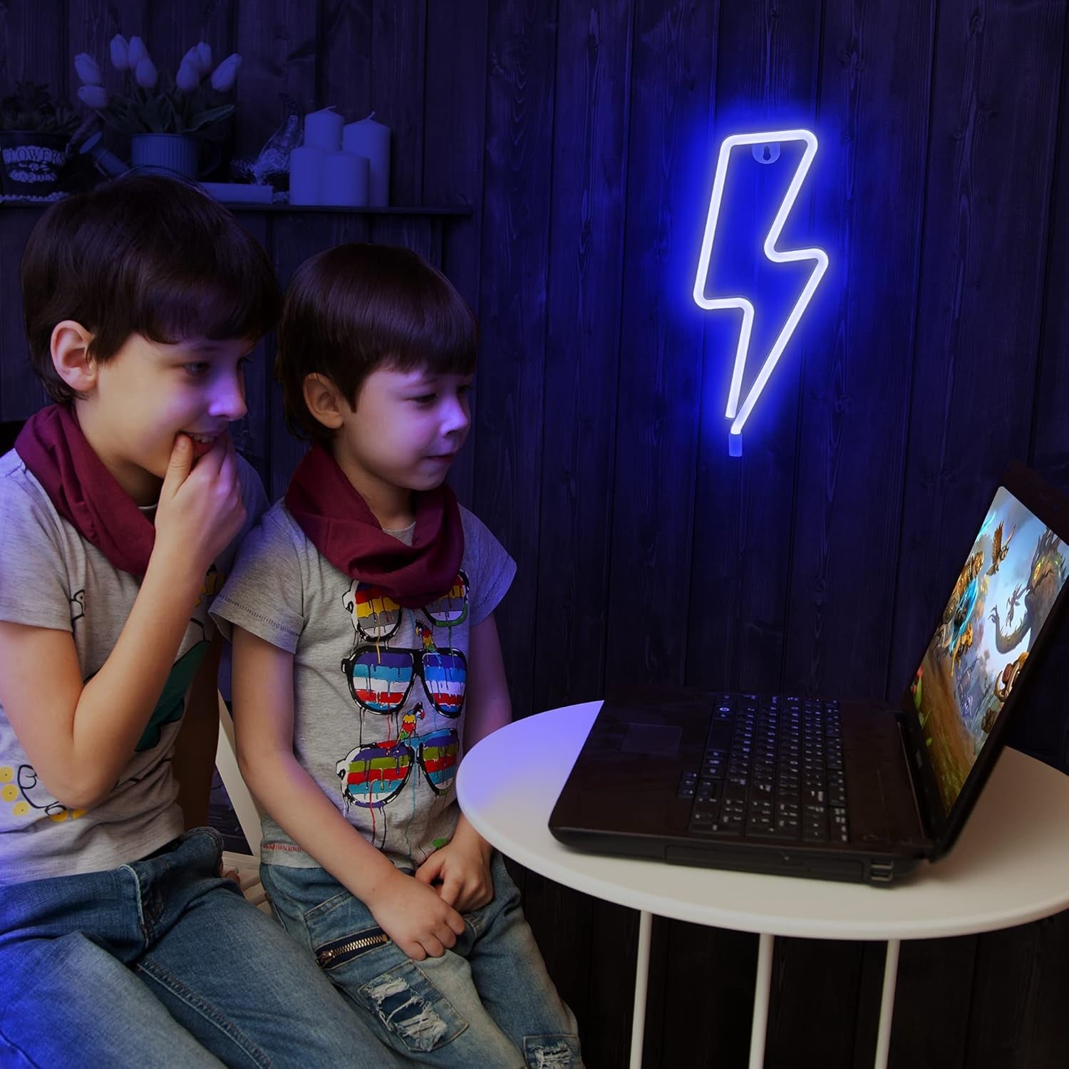 Lightning Bolt Neon Signs, USB Powered Led Lightning Bolt Light with On/Off Switch, Lightning Neon Sign for Wall Decor, Hanging Led Signs, Neon Lights for Bedroom, Gaming Room Setup